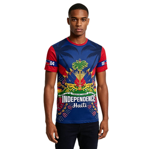 Haitian National <strong>Pride</strong> <strong>Tshirt</strong> 1804 Independence Day Haiti Flag Palm Crest Graphic Short Sleeve Daily Party Wear - Product Image 4