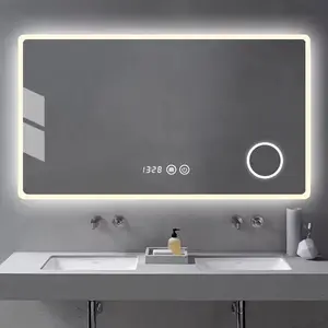 Precio de fábrica Led iluminado inteligente espejo de baño Fogless retroiluminado decoración del hogar montado en la pared rectángulo espejo iluminado