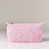 Sac de rangement pour peignes à cheveux personnalisés, essentiels de beauté pour les voyages, pochette en crochet pour soins de la peau, pochette tissée beige naturel doux, organiseur