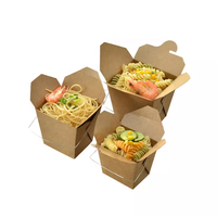 Boîte de wok en papier jetable avec impression personnalisée, récipient à emporter pour pâtes de riz, nouilles alimentaires chinoises
