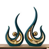 Ensemble de sculptures abstraites en céramique blanche de luxe moderne, figurines minimalistes émaillées faites à la main, décoration de salon, décoration de maison, bureau, bureau à domicile