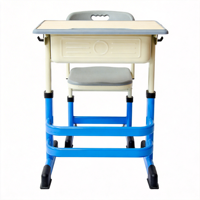 Ensemble de tables et chaises d'école maternelle en métal moderne avec tiroir de rangement pour jouets, crochet pour livres, design anti-pincement coloré, mobilier scolaire pour enfants OEM