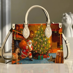 Papá Noel llega bolso de cuero de Navidad bolsos cruzados de moda para mujeres bolsos femeninos personalizados bolsos de lujo con asa superior Totes Femme - Product Image 4