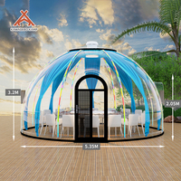 Dôme géodésique préfabriqué rond en polycarbonate PC Kawagebo Kamp (KK) 5,35 m / 17,55 pi 22,5 ㎡   Hôtel-bulles de glamping
