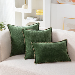 Sarung Bantal Chenille Lembut Berwarna Solid dengan Pinggiran Jahitan Benang Katun Ukuran 18 X 18 Inci untuk Sofa, Tempat Tidur, Ruang Tamu - Product Image 6