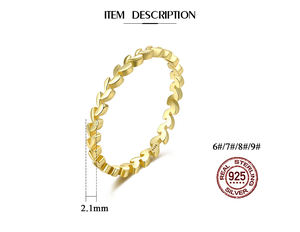 <span class=keywords><strong>Bague</strong></span> simple en <span class=keywords><strong>argent</strong></span> Sterling S925 pour femmes, anneau de doigt, mince, géométrique, lisse, branche d'olive, feuilles, - Product Image 5