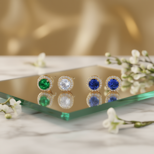 Boucles d'oreilles tendance pour femme, plaquées or, zircon rond taille brillant, sertissage griffe, bijoux de fête, en alliage - Product Image 2