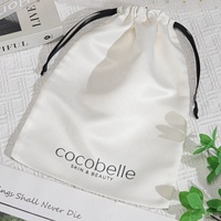 Pochette cadeau en satin de haute qualité, logo personnalisé imprimé, perruque, vêtements, produits de soin de la peau, cosmétiques, sac en satin de soie avec cordon de serrage