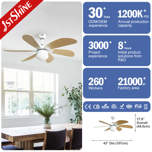 1stshine ventilatore da soffitto decorativo pale MDF elettrico motore a corrente continua ventilatore da soffitto con telecomando - Product Image 3