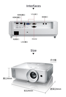 Proyector Yinzam Optoma HD27HDR 4K Max Full HD Mini Video Full 3D 1080P 4000 Lúmenes de Tiro Corto Portátil para Cine en Casa y Negocios