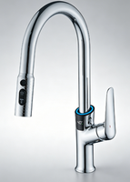 Robinet de cuisine numérique de luxe extractible avec finition chromée flexible, rotation à 360 degrés, poignée unique, pour hôtels et centres commerciaux