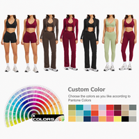 Conjunto de Ropa de Yoga de Spandex Personalizado, Top sin Mangas a la Moda, Cintura Alta, Levanta Glúteos y Compresión Abdominal, Conjunto Deportivo de 5 Piezas