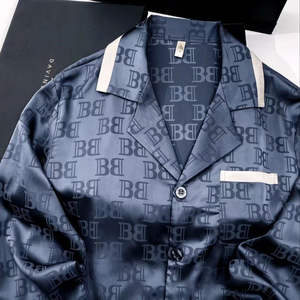 Conjunto de Pijama Transpirable de Seda de Hielo de Alta Gama Da Vinci Code para Hombres Jóvenes, Cárdigan de Seda Jacquard Ligero de Manga Larga - Product Image 3