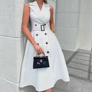 Vestibilità A righe senza maniche <span class=keywords><strong>camicia</strong></span> A linea lungo Blazer donna Maxi abito da donna - Product Image 1