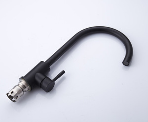 Robinet de cuisine moderne en acier inoxydable noir mat, à arc haute, pivotant à 360°, monocommande, <span class=keywords><strong>mitigeur</strong></span> eau chaude et froide pour évier de comptoir - Product Image 4
