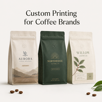 Bolsa de Café con Fondo Plano, Impresión Personalizada, con Válvula y Cierre, para Empacar Granos de Café Tostado y Marcas de Café de Marca Privada