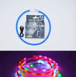 Collar de perro LED luminoso Rosa naranja claro gran fabricante personalizado collar inteligente para mascotas silicona reflectante impermeable patrón sólido - Product Image 4