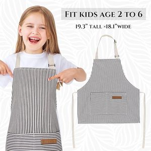 かわいい子供用ストライプクッキングエプロン2ポケット付き,お絵かきに適したお食事をする子供用エプロン - Product Image 5
