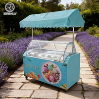 Chariot à gelato entièrement équipé, chariot à boissons portable pour l'extérieur, chariot à crème glacée de haute qualité, chariot à desserts