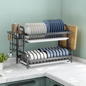 2 3 Tier Wall Mounted Metal Dish Rack Drainer Rack Multifunctional <b>Sink</b> Rack Rust-Proof Dish Drainer - Product Image 4