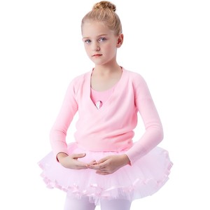 Cardigan de ballet pour filles, pull à manches longues, col en V, tricoté, avec ceinture, pour la danse et la scène - Product Image 2