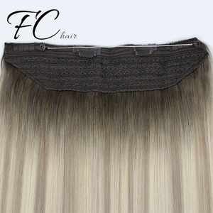 Extension de <span class=keywords><strong>cheveux</strong></span> <span class=keywords><strong>Halo</strong></span> en <span class=keywords><strong>cheveux</strong></span> humains russes, une seule pièce, à clipser, double épaisseur, avec fil de pêche - Product Image 3