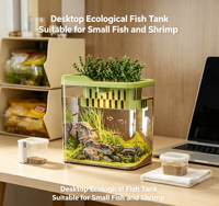 Nouvel aquarium rectangulaire compact et transparent pour poissons rouges et tortues, idéal pour la maison ou le bureau