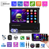 Radio para Auto 1 DIN con CarPlay y Navegación GPS Pantalla Retráctil IPS de 7" Reproductor Multimedia Android 11 Universal de Audio y Video sin DVD