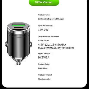 Cargador de <span class=keywords><strong>Coche</strong></span> Invisible de 100W con Doble Puerto, Adaptador de Encendedor de Cigarrillos con Carga Súper Rápida Oculta, Cargador Universal para Teléfono Móvil - Product Image 4