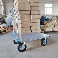 Chariot à plateforme manuel pliable en acier robuste avec roulettes en caoutchouc de 8 pouces, capacité de 400 kg, chariot d'entrepôt