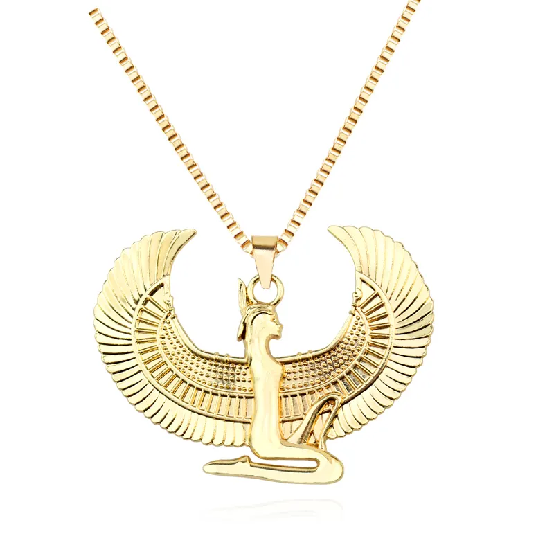 Africain Cadeau Couleur Or Reine Égyptienne Nefertiti,Isis, horus Pendentif Colliers pour Les Femmes Hommes Bijoux En Gros Hip Hop Bijoux