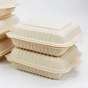 Cornstarch खाद्य कंटेनर कस्टम मकई स्टार्च Bpa मुक्त Takeaway कंटेनरों Biodegradable प्लास्टिक सीपी खाद्य कंटेनर 8x8