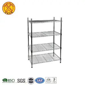 Trung Quốc Cung Cấp Dây Kệ Kệ Đơn Vị Kim Loại Dây Kệ Thép Không Gỉ 4 Tier Chrome Dây Kệ