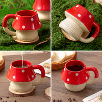 Grande tasse à café en céramique créative et mignonne en forme de champignon avec plateau, couleurs et logo personnalisables
