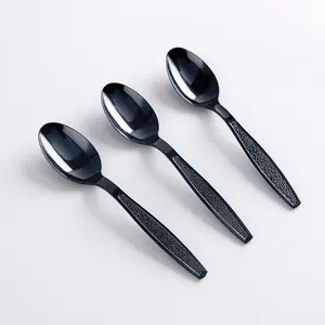 High Quality Individually Wrapped Cutlery Black Plastic Disposable Plastic Spoon 3g Plastic Spoons Disposable