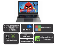 Laptop Komputer Layar Full HD 15.6" Terbaru, Prosesor Celeron N5095, RAM 16GB, SSD 512GB, Pembuka Kunci Sidik Jari, Windows 11