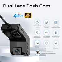 Nouvelle caméra embarquée 4G2K avec double objectif, enregistrement Wi-Fi, suivi GPS, contrôle vidéo en direct à distance sur téléphone, alimentation 12-24V, caméra de voiture 4G