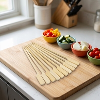 Brochettes jetables en bambou naturel de 12 cm et 18 cm - Outils de barbecue d'extérieur pour le camping, les fêtes, la grillade et la cuisson