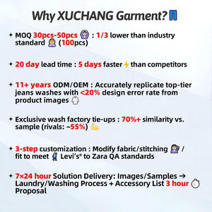 شورت جينز أصلي مخصص من XUCHANG، ملابس الشارع للرجال، 100% قطن، فضفاض، بجيوب كبيرة، حواف خام، مغسول بالأحماض - Product Image 5