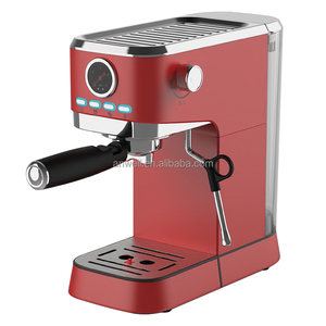 Machine à expresso semi-automatique ANWELL de style rétro 20 bars avec buse vapeur, rouge vintage, pour barista - Product Image 1
