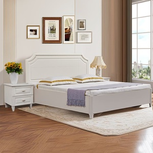 Ensemble <span class=keywords><strong>de</strong></span> meubles <span class=keywords><strong>de</strong></span> chambre à coucher modernes en <span class=keywords><strong>bois</strong></span> <span class=keywords><strong>blanc</strong></span> et noyer Tête <span class=keywords><strong>de</strong></span> <span class=keywords><strong>lit</strong></span> dure robuste et durable Vente directe d'usine pour adultes - Product Image 2