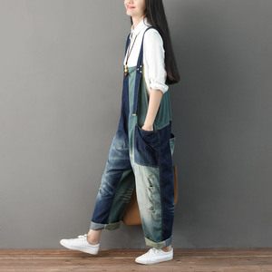 Tuta da <span class=keywords><strong>Donna</strong></span> Primavera 2026 Nuova Collezione, Stile Boutique all'Ingrosso, Denim Colorato con Patchwork e Strappi, Spalline Larghe - Product Image 4