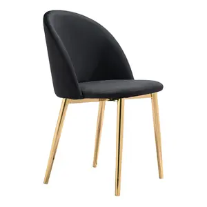 Modernes Design Zimmer möbel Nordic Velvet Moderne Luxus-Esszimmers tühle mit Metall beinen Schwarz gold