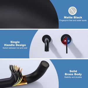 Robinets de salle de bain en laiton massif muraux fantaisie <span class=keywords><strong>mitigeur</strong></span> <span class=keywords><strong>Double</strong></span> trou eau chaude froide lavabo <span class=keywords><strong>mitigeur</strong></span> hôtel toilettes - Product Image 6