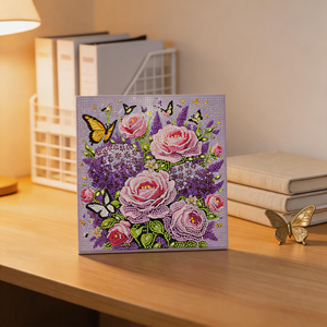 <span class=keywords><strong>Bouquet</strong></span> <span class=keywords><strong>de</strong></span> roses roses élégantes en tissu <span class=keywords><strong>de</strong></span> dessin animé créatif DIY, papillons jaunes, <span class=keywords><strong>peinture</strong></span> <span class=keywords><strong>de</strong></span> perles violettes, pour débutants et adultes, décoration intérieure moderne - Product Image 3
