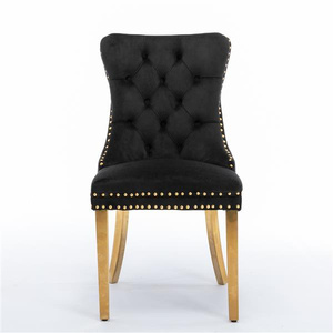 DB Furniture Collection Modern High-End Tufted Dining <b>Chair</b> Solid Wood Contemporary Velvet <b>Upholstered</b> Golden Stainless - Product Image 2