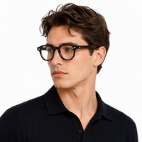 MST2061B Vente en gros de montures optiques rondes en acétate vintage avec logo personnalisé, marque de créateur, unisexe, lunettes faites à la main