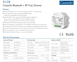 Skydance nuovissimo Casambi RF 2.4GHz Triac Dimmer <span class=keywords><strong>1</strong></span> canale Smart Life telecomando <span class=keywords><strong>Controller</strong></span> No Internet - Product Image 3