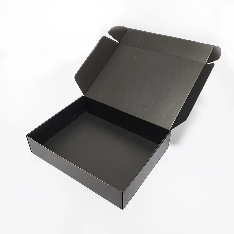 โลโก้ที่กำหนดเองสีดำบรรจุภัณฑ์กล่องของขวัญหรูหราขนาดใหญ่กระดาษแข็งพับกระดาษจัดส่งสีดำกล่องแพคเกจ