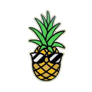 Custom full embroidered iron patch applique patch embroidery pineapple design jean jacket patches